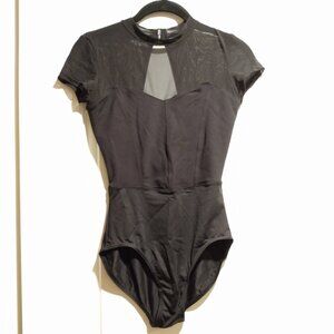 Black Mesh Top Corset-Look Dance Leotard